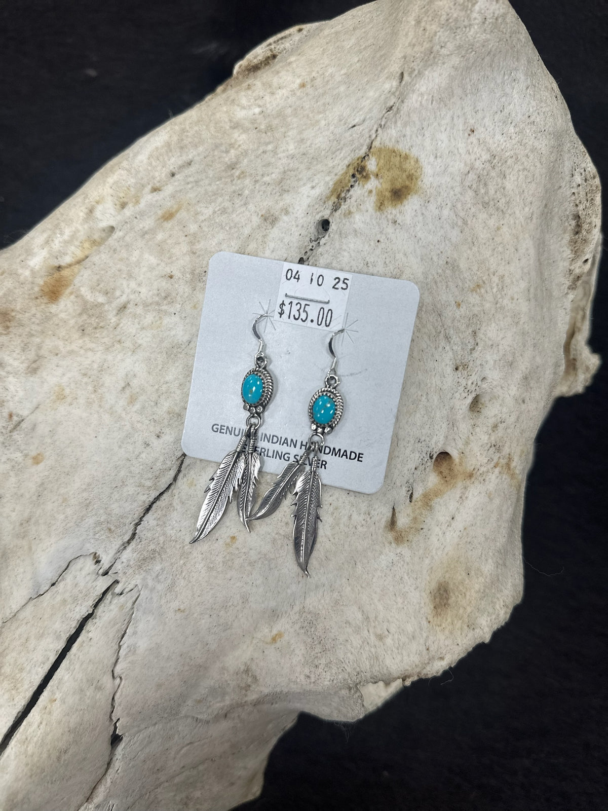 Sterling Silver Turquoise Feather Earrings