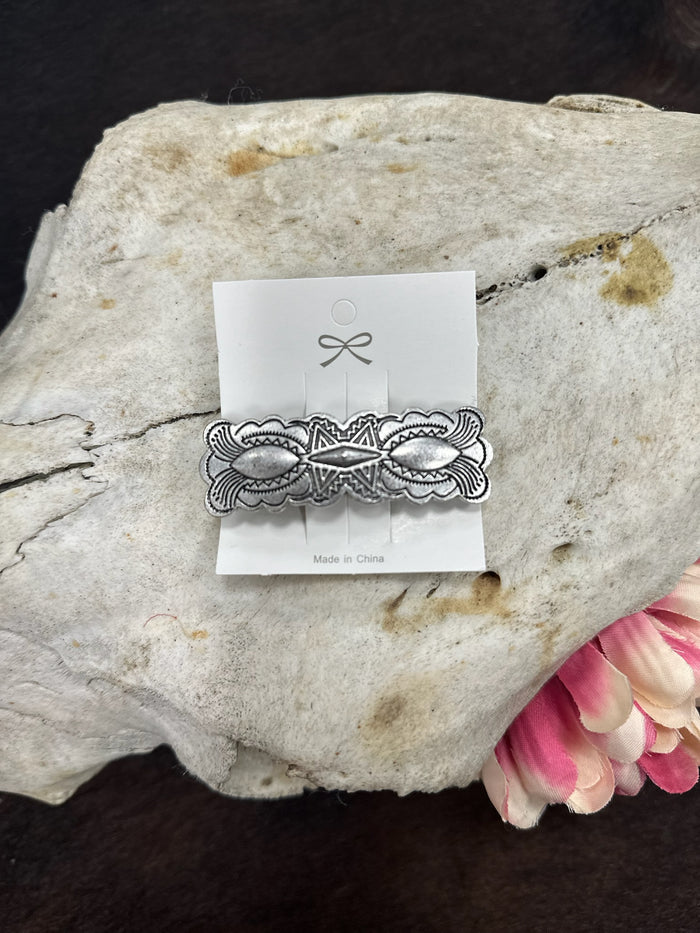 The "Heritage" Embossed Silver Hair Clip