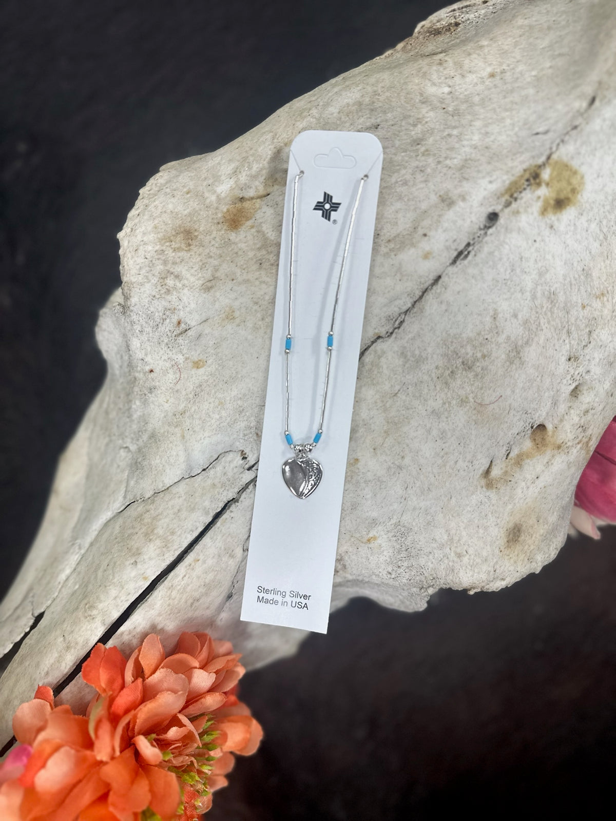 The "Azure Heart" Sterling Silver Beaded Necklace