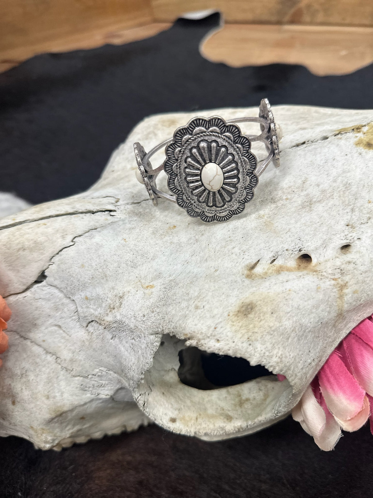 Western Concho Stone Cuff Bracelet