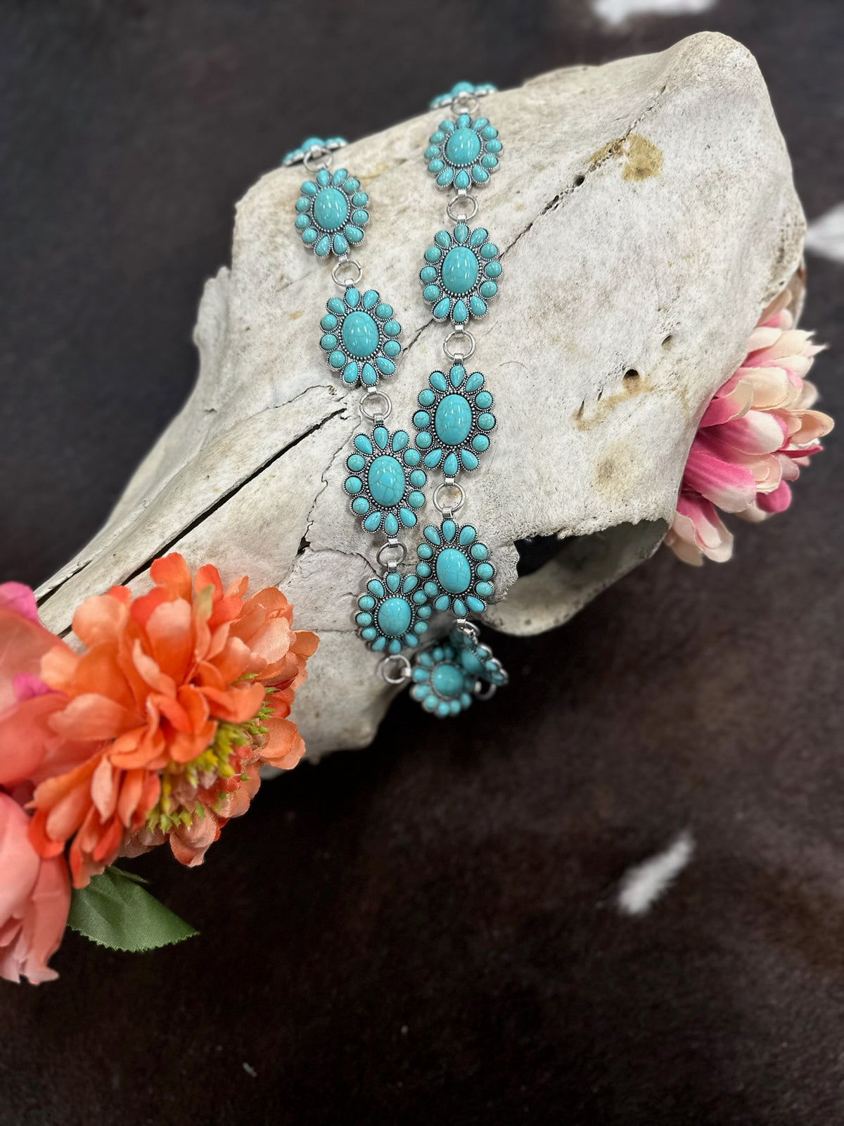 The "Desert Bloom" Squash Blossom Chain Belt