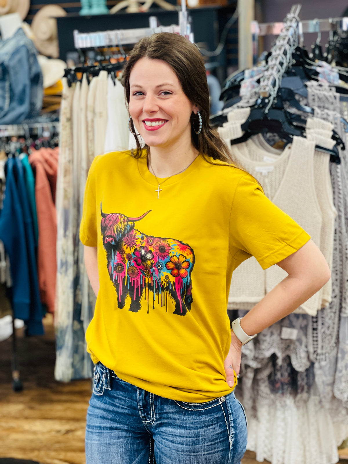 Retro West Highland Cow Tee