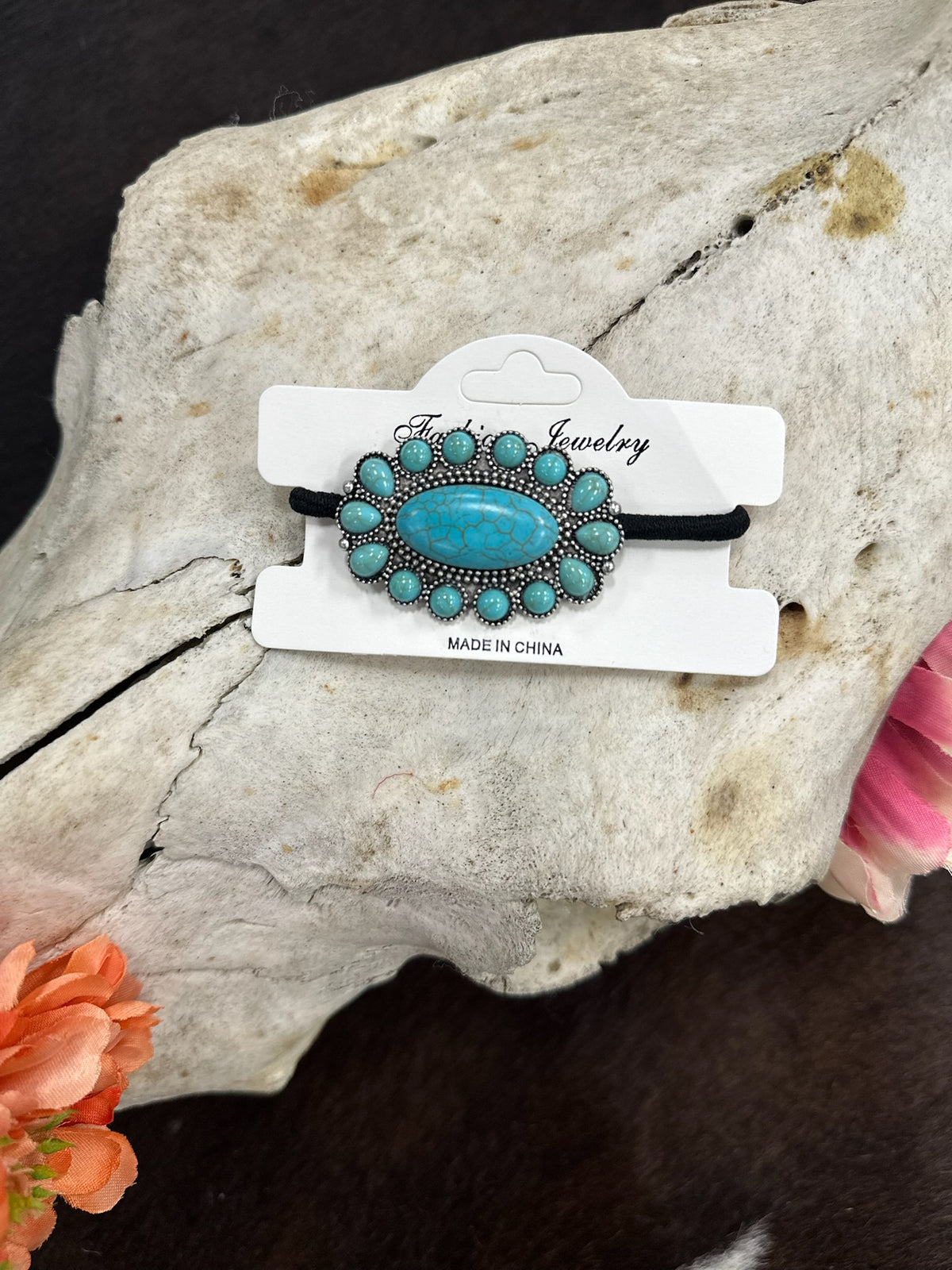 The "Sky Stone" Oval Turquoise Hair Tie