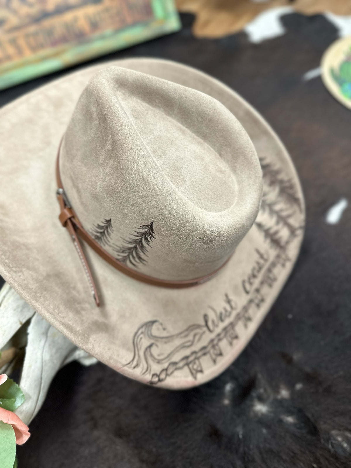West Coast Cowgirl Custom Burned Hat
