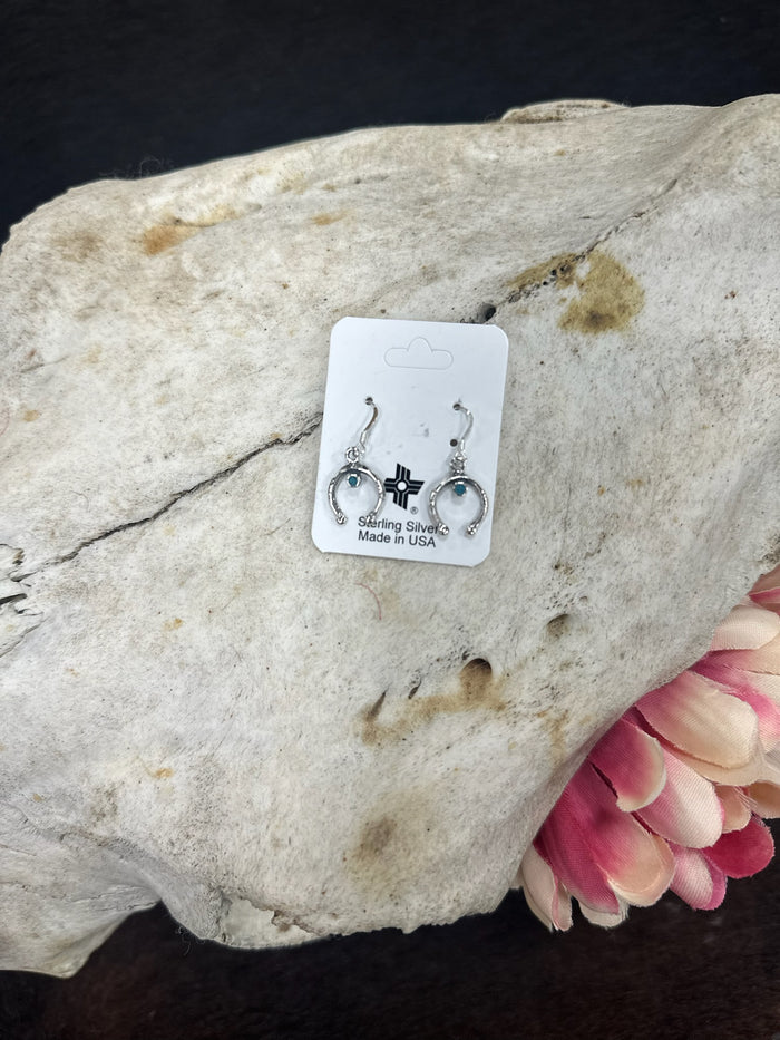 The "Lucky Blue" Sterling Silver Horseshoe Earrings