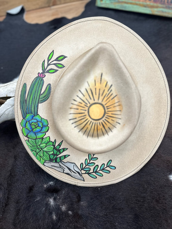 Succulents Custom Burned and Paint Hat