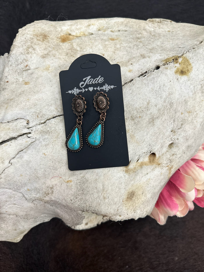 The "Desert Rain" Copper and Turquoise Teardrop Earrings