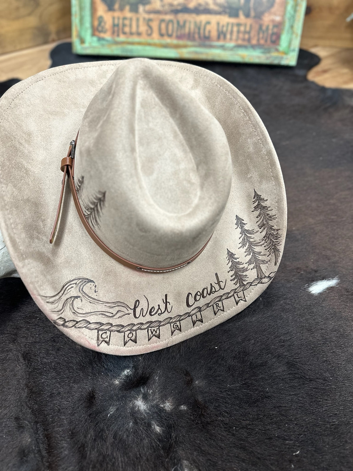 West Coast Cowgirl Custom Burned Hat