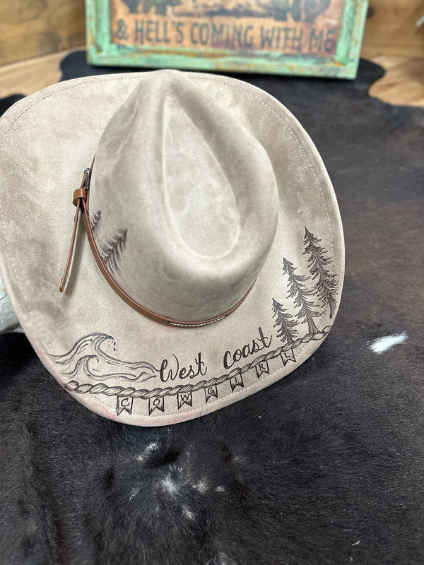 West Coast Cowgirl Custom Burned Hat