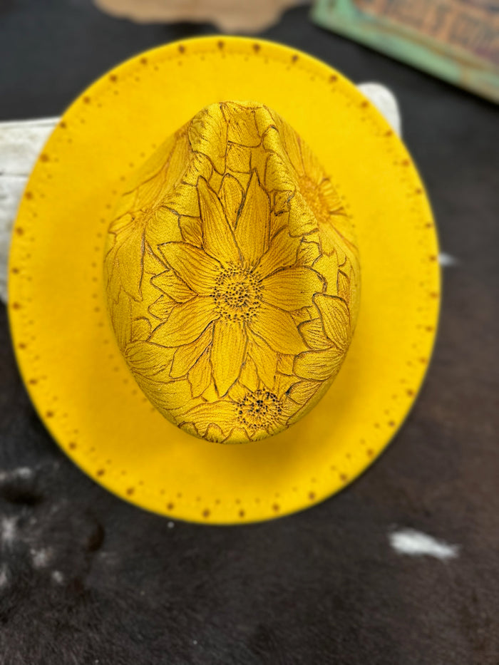 Sunflower Custom Burned Hat