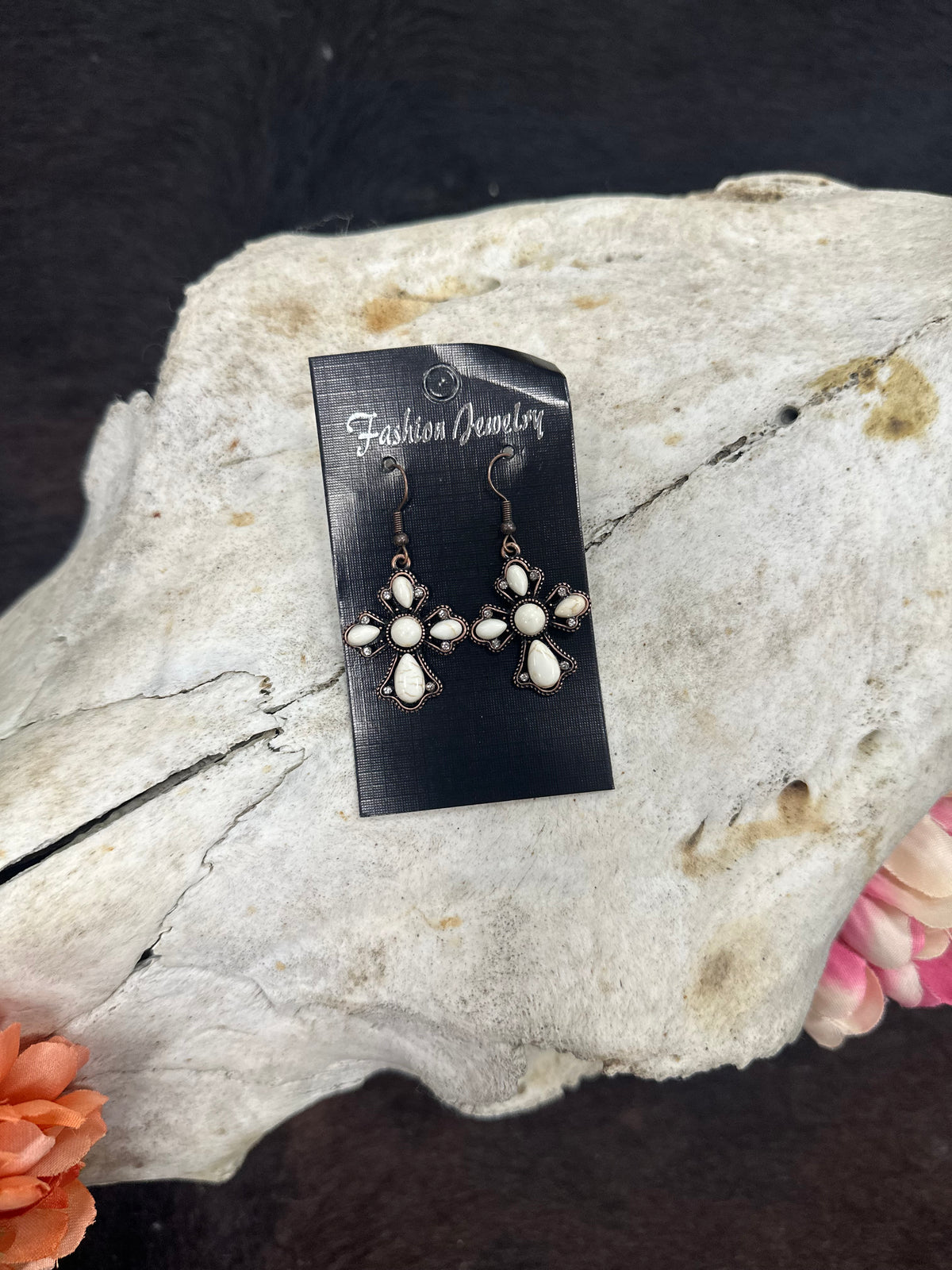Western Cross Stone Earrings