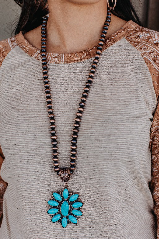 Copper/Turquoise Flower Necklace