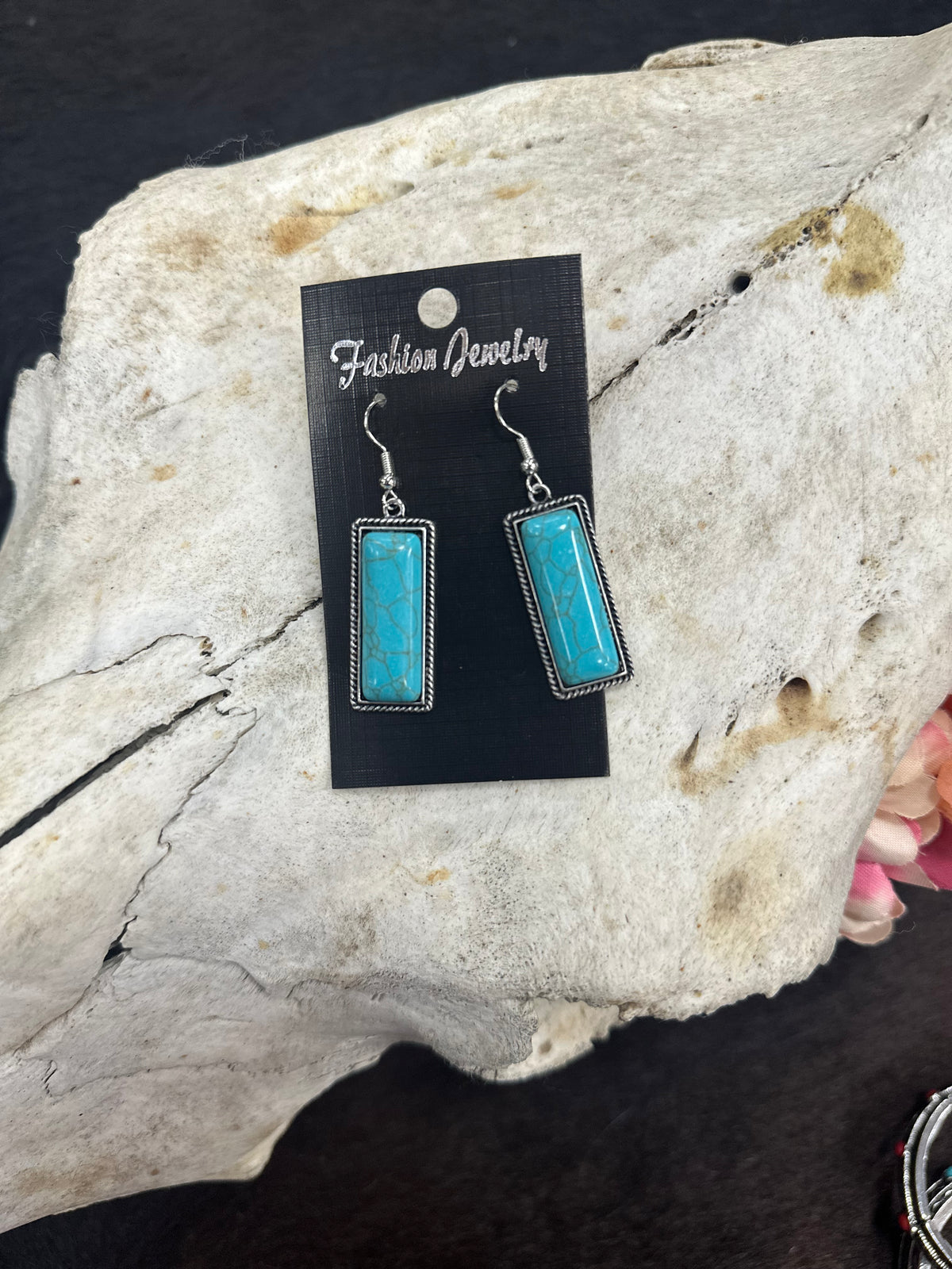 Turquoise Bar Drop Earrings