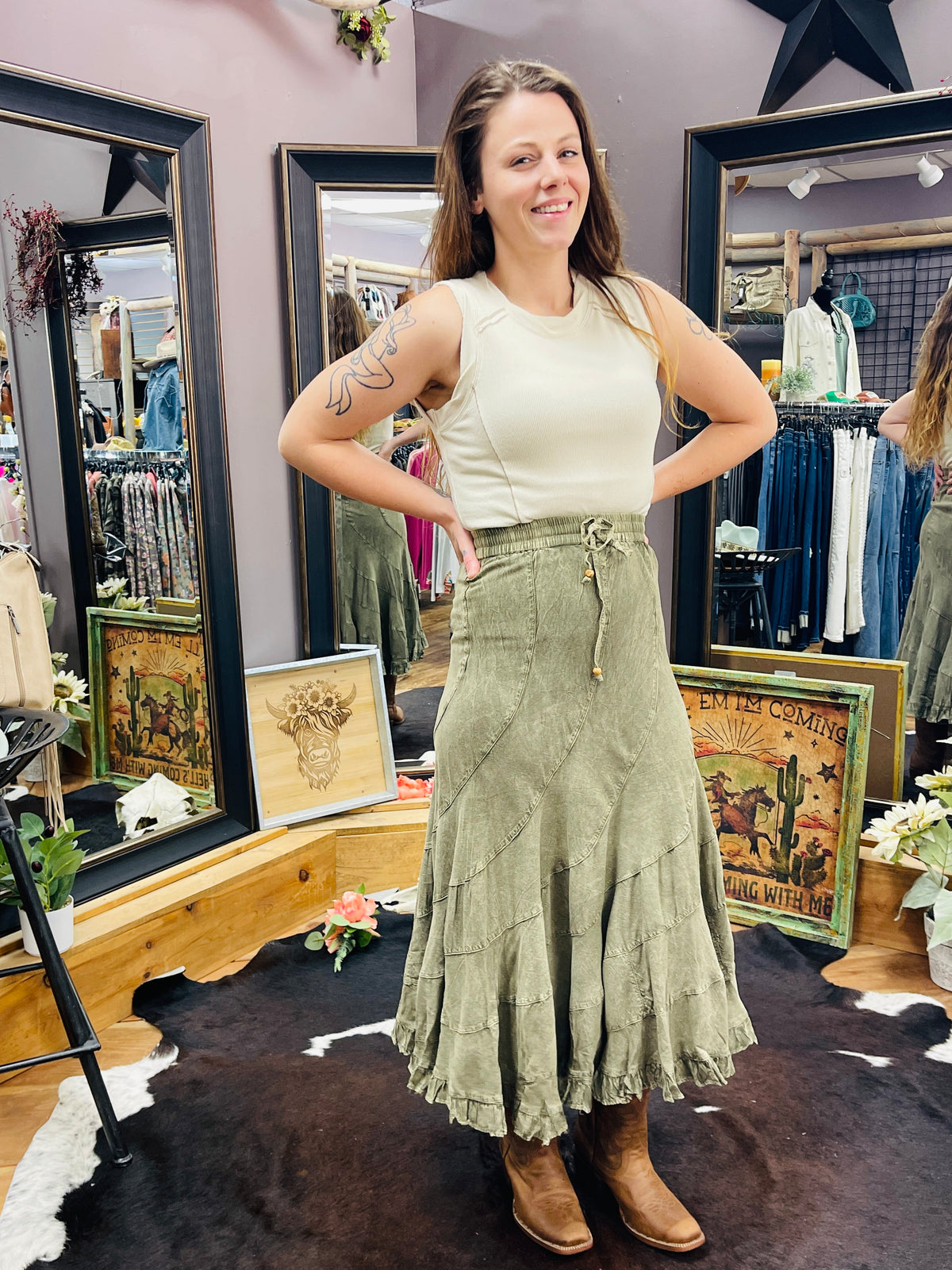 Boho Mid Length Skirt