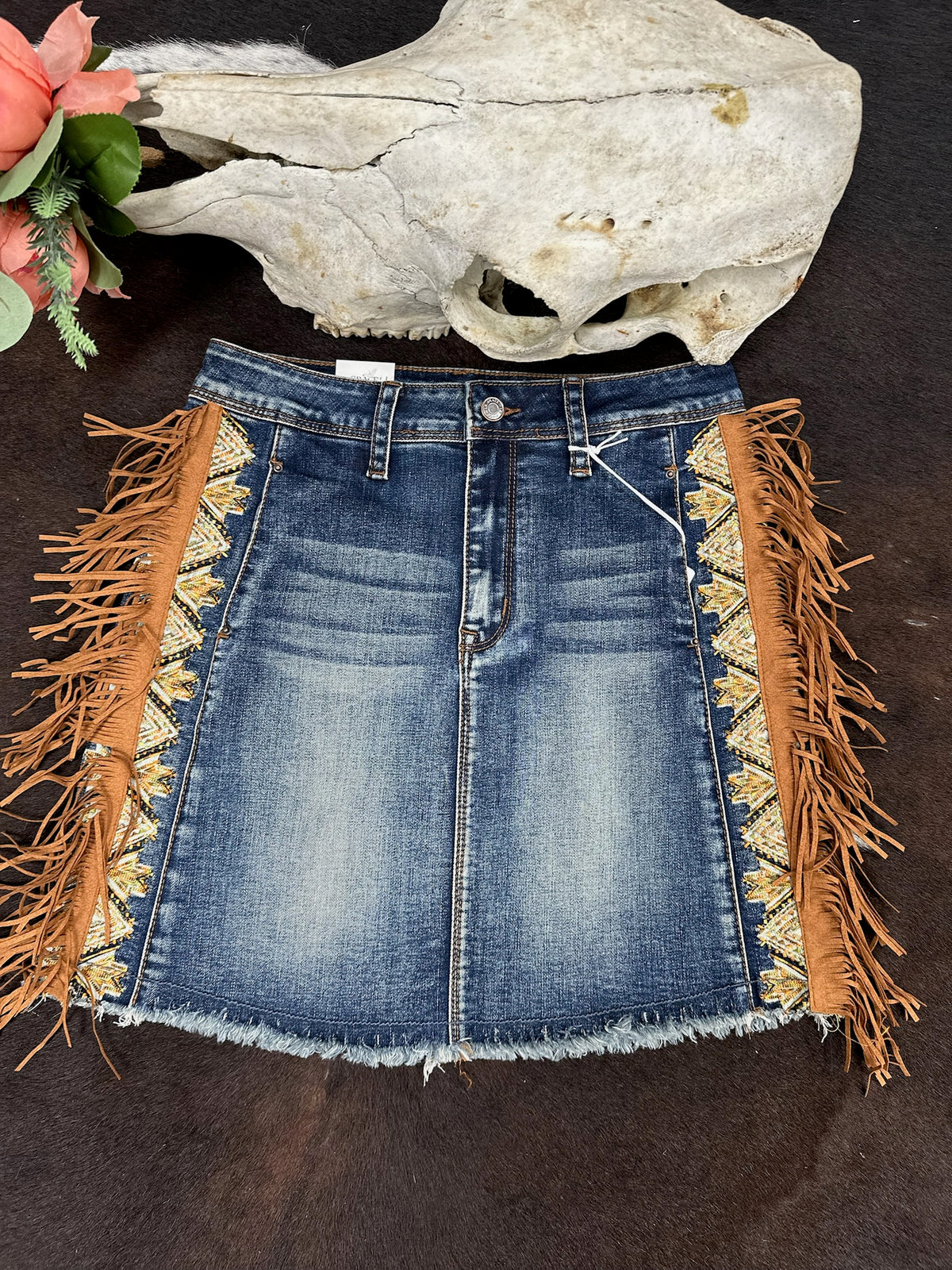 Sierra Fringe Denim Skirt