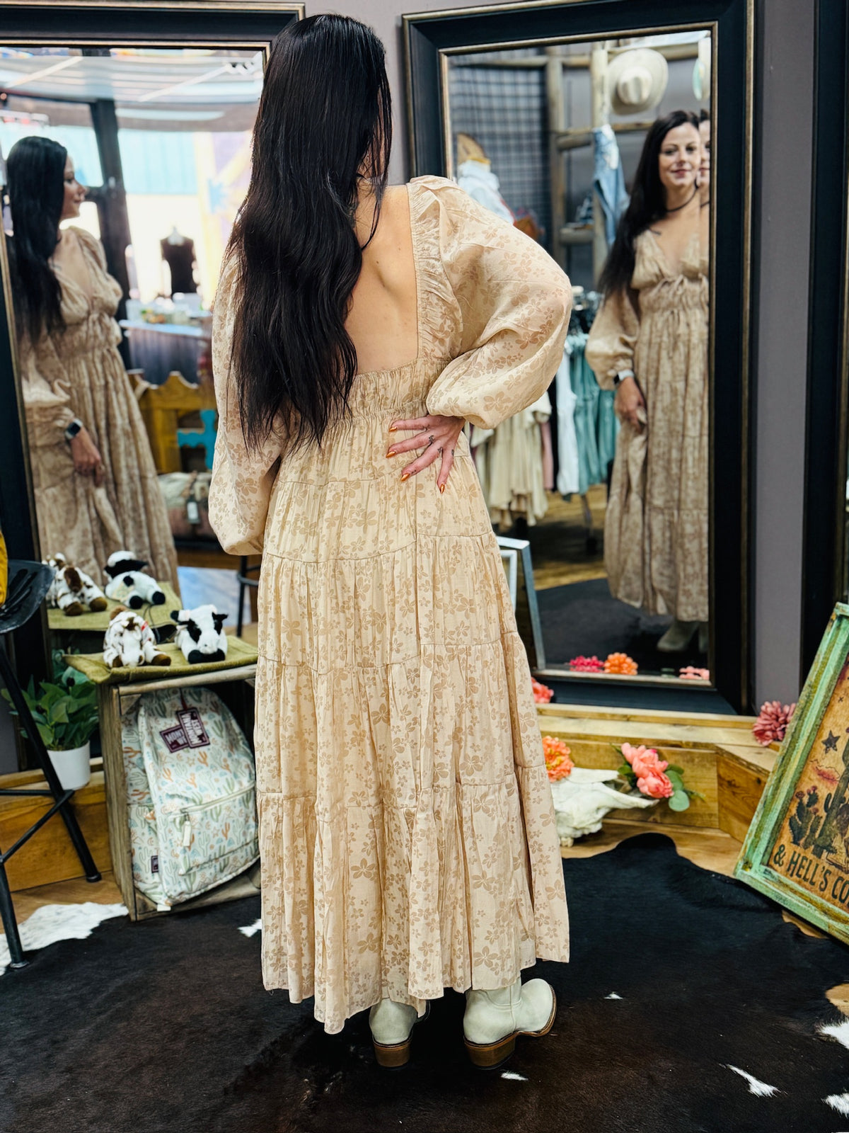 Golden Bloom Tiered Maxi Dress