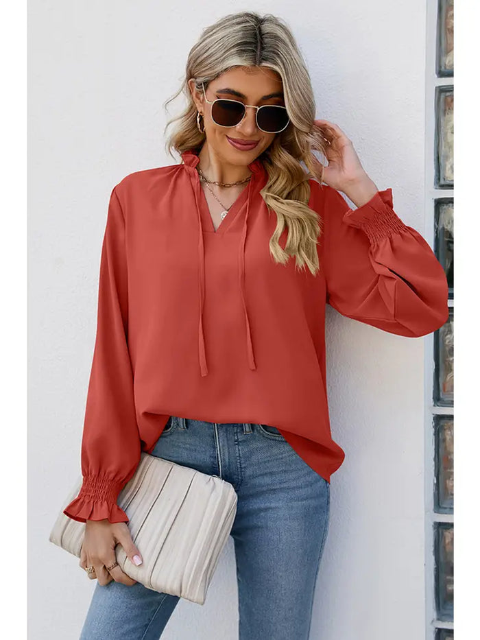 Long Ruffled Sleeve Top