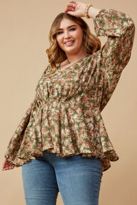 Plus Floral Top