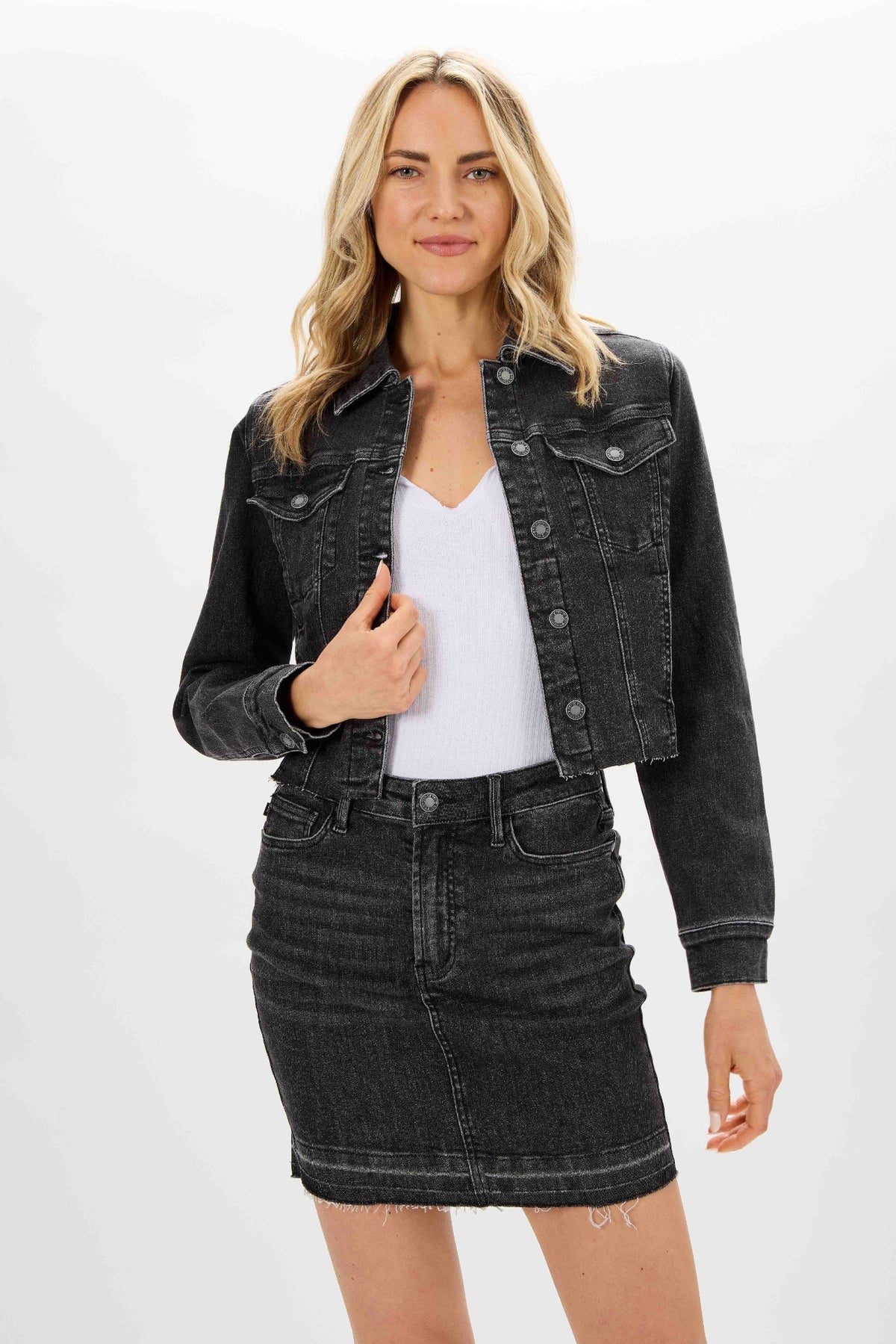 Black Washed Plus Denim Jacket