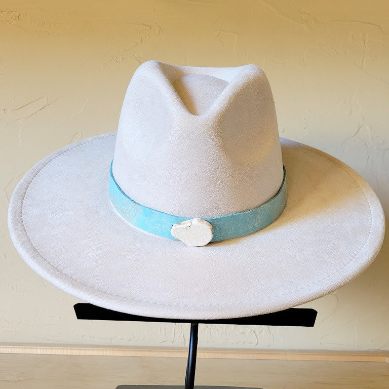 Leather Hat Band with Turquoise Slab