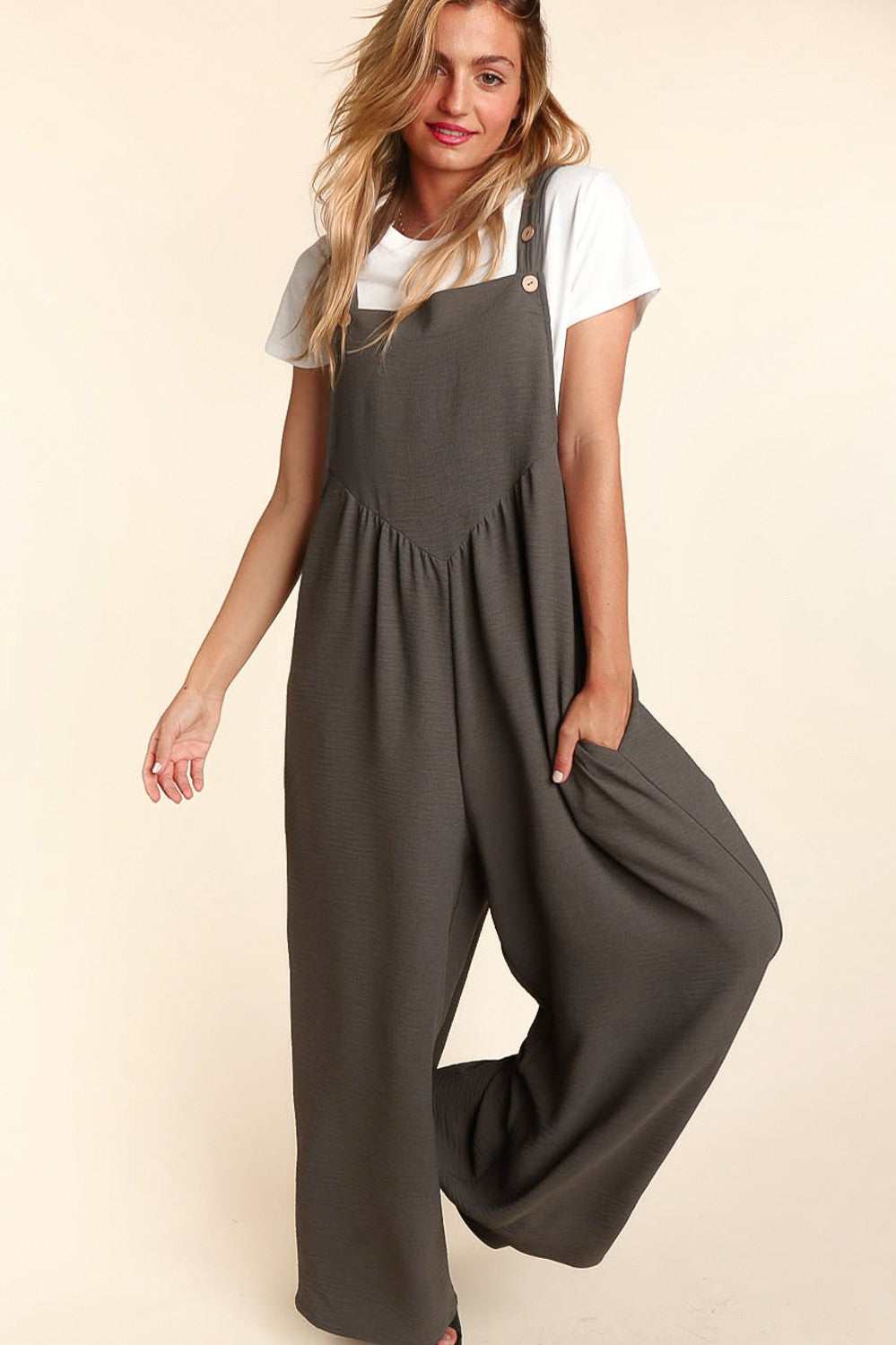 Olive Grey Overalls