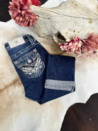 Miss Me Angel Wing Cuffed Capri