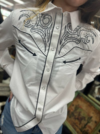 Elegant Studded Pearl Snap Shirt