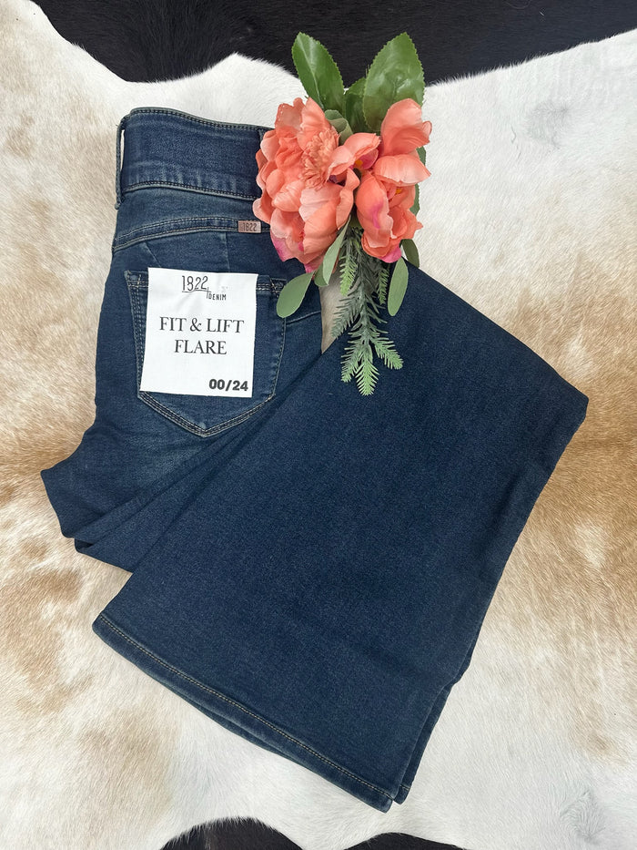 1822 "Oretha" Mid-Rise Flare Jeans