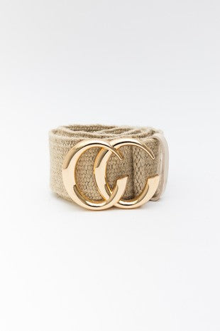 Raffia Elastic Double C Buckle Belt