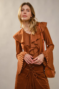 Pleated Ruffle Blouse