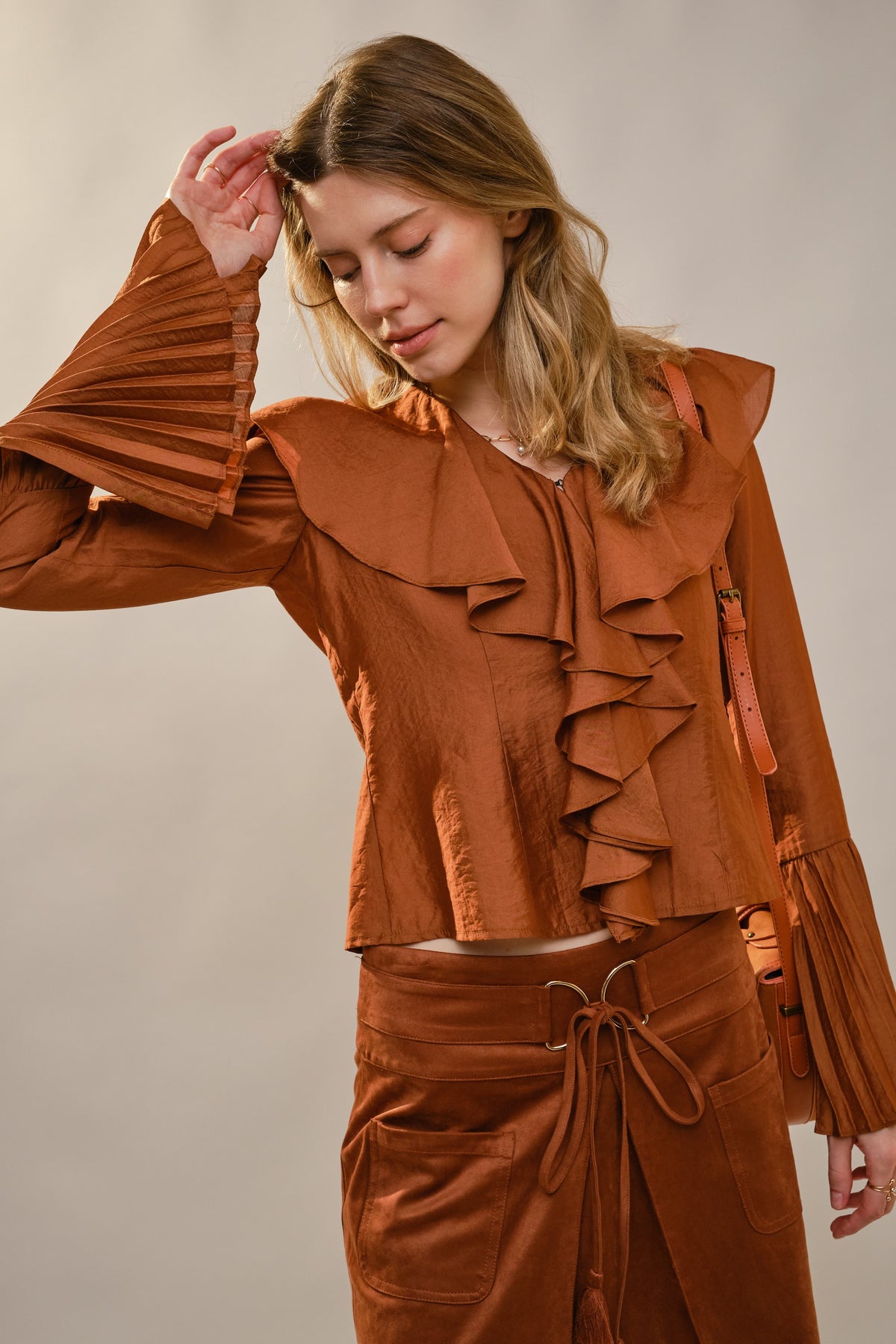 Pleated Ruffle Blouse