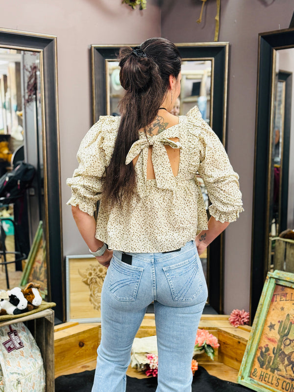Floral Bow- Back Blouse