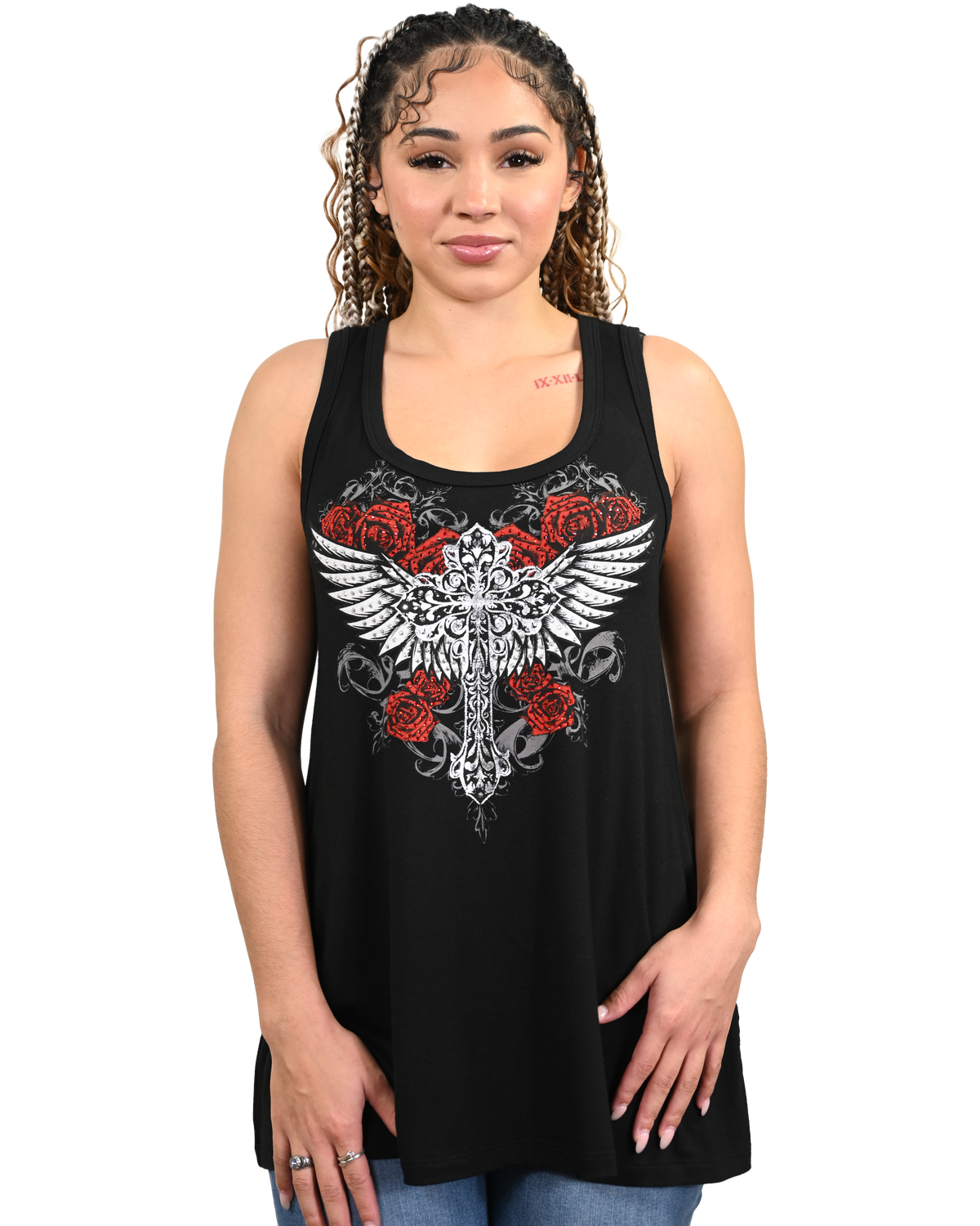 Liberty Wear Crimson Wing Cross Tank Top