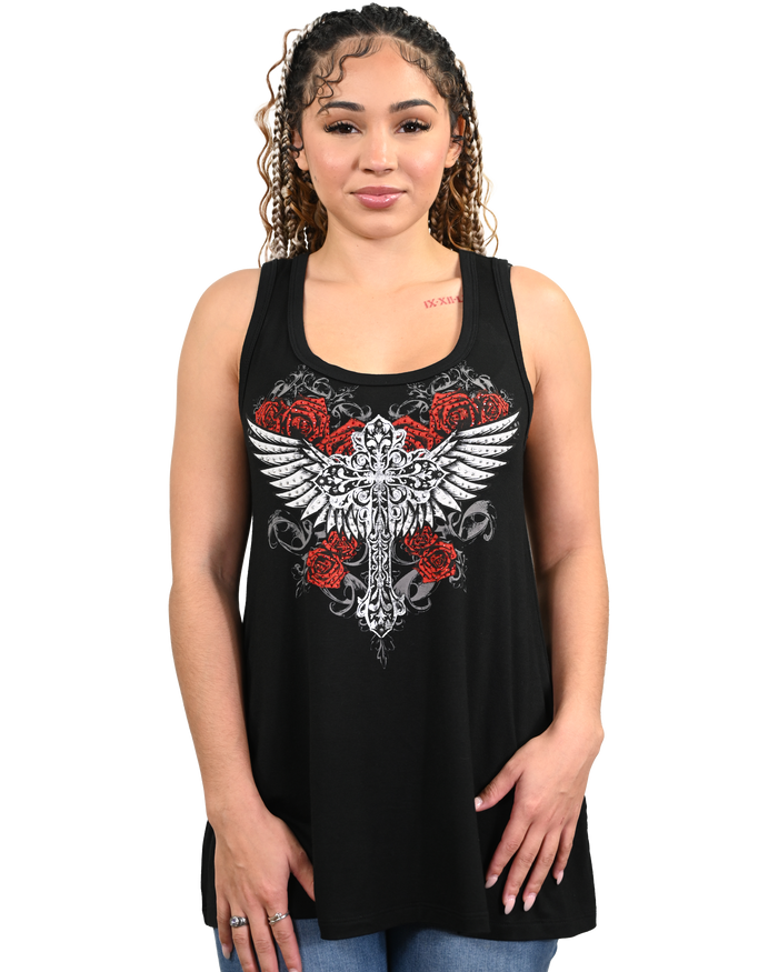 Liberty Wear Crimson Wing Cross Tank Top