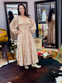 Golden Bloom Tiered Maxi Dress