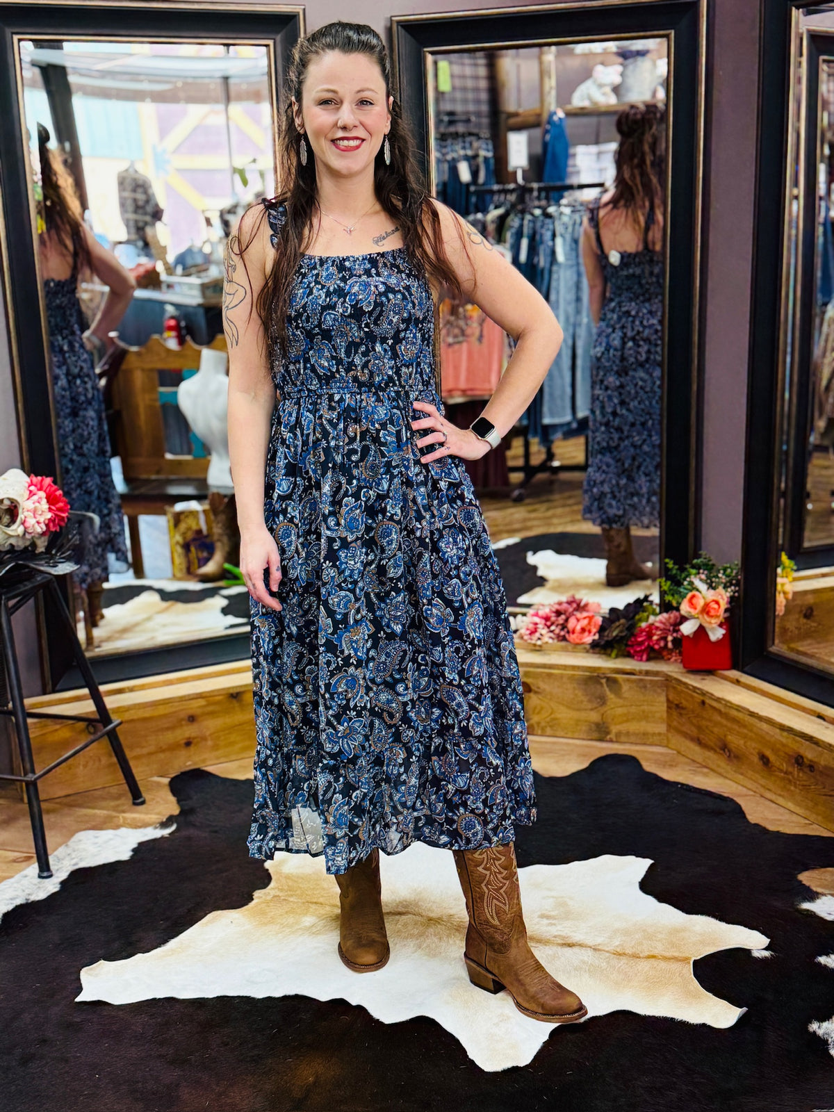 Midnight Paisley Prairie Dress