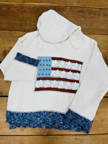 Americana Lace & Cream Sweater