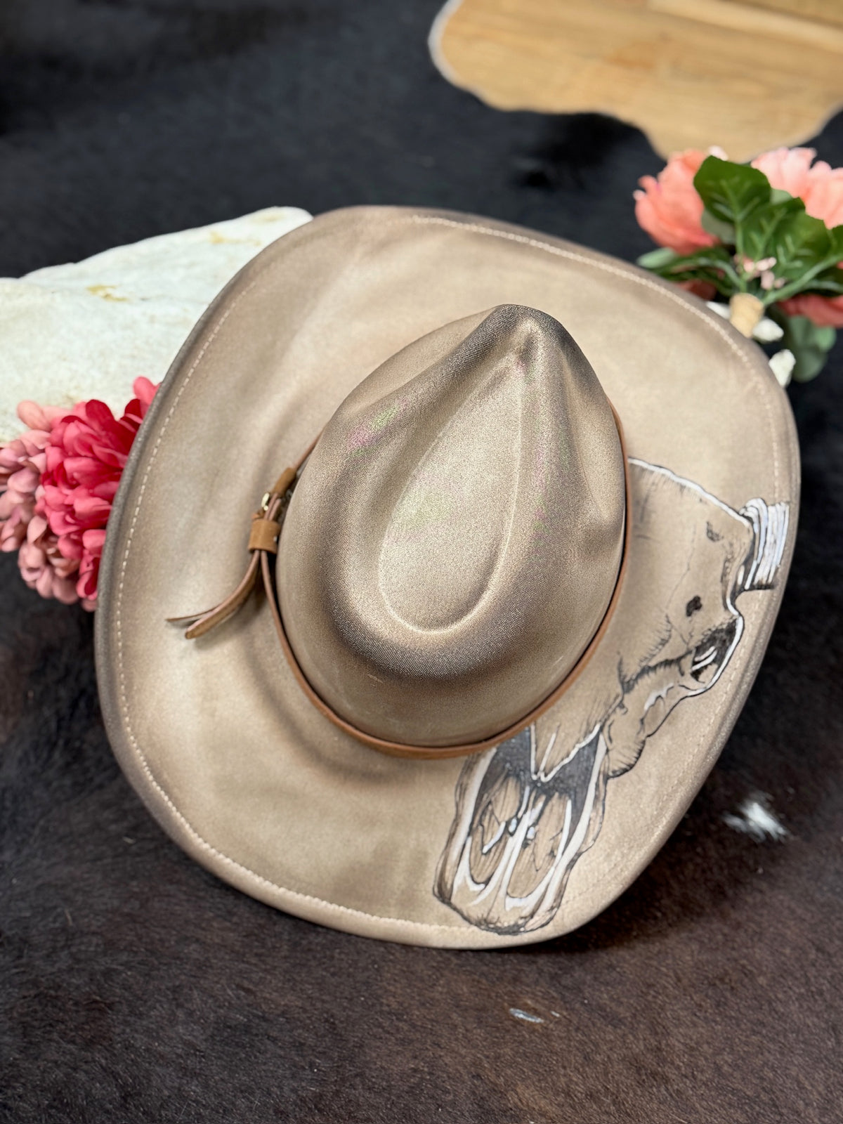 The "Maverick" Custom Burned Skull Hat