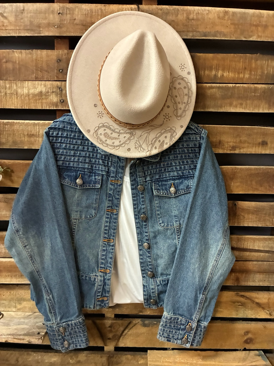 Montana Co. Pleated Yoke Denim Jacket