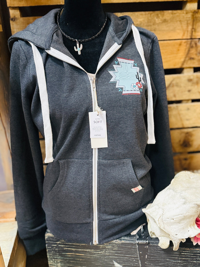 Aztec Boot stitch Zip Hoodie