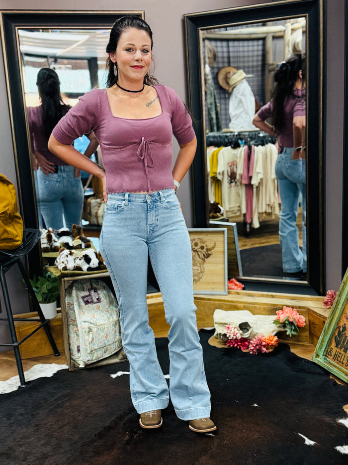 Mauve Drawstring Cropped Top