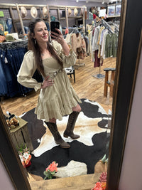 Buckle Smocked Mini Dress