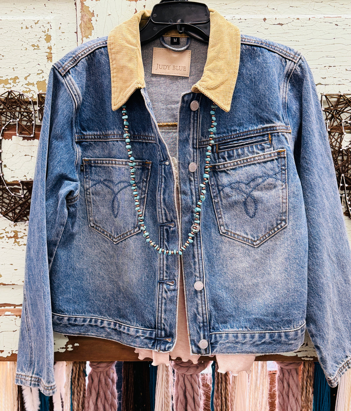 Judy Blue Corduroy Collar Denim Jacket