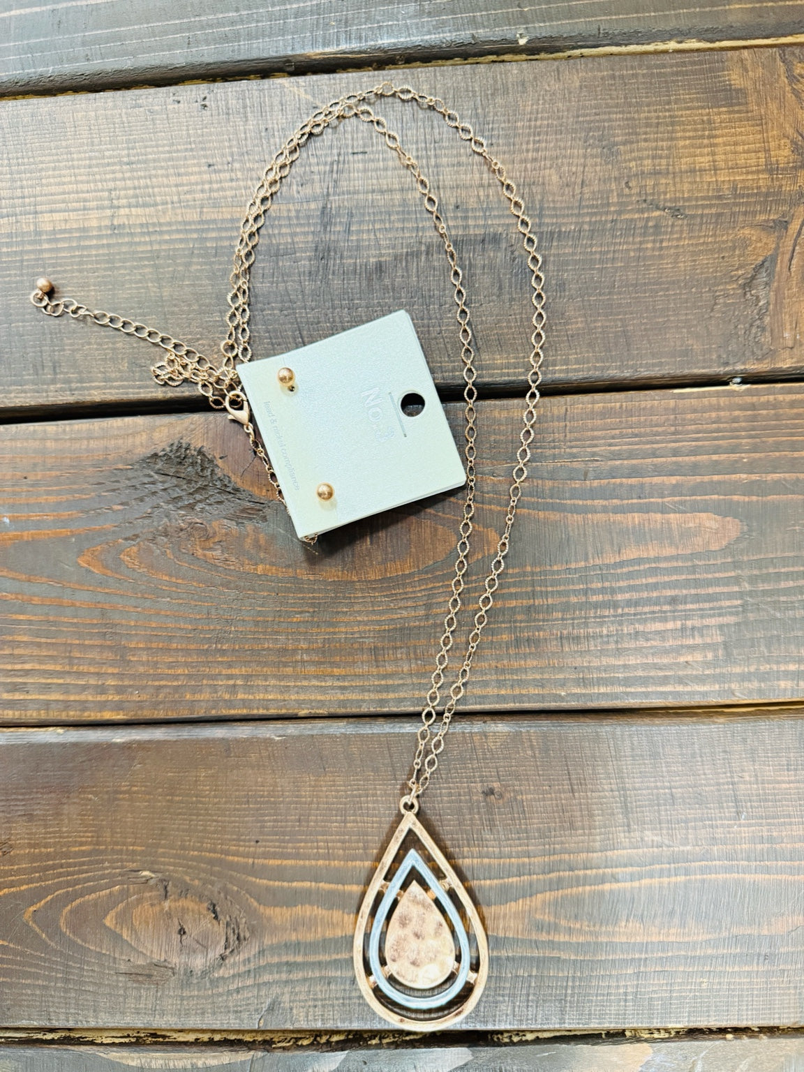 Layered Teardrop Mixed Metal Necklace