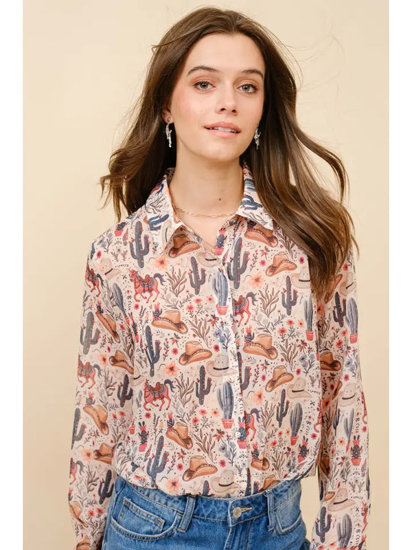 Chiffon Button Up Blouse