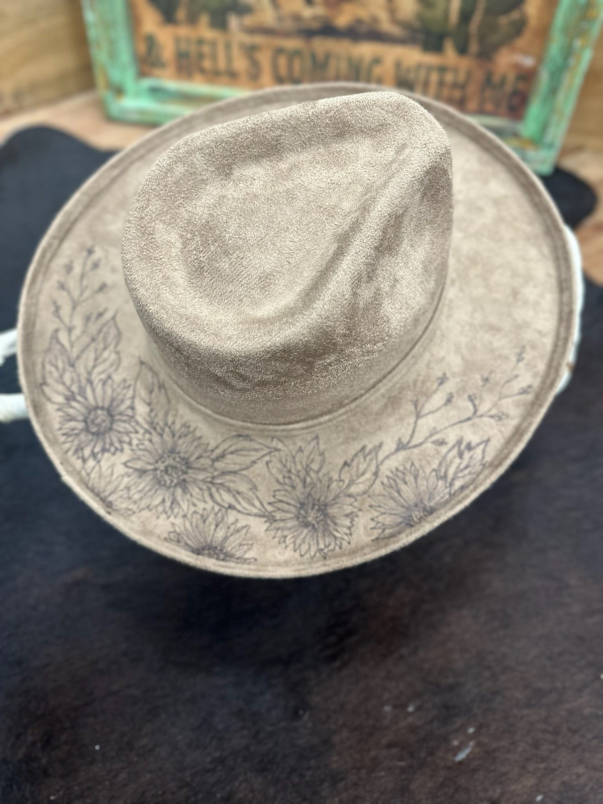Custom Burned Sunflower Hat