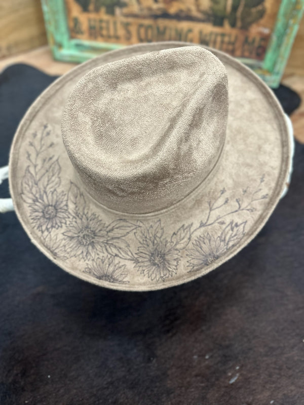 Custom Burned Sunflower Hat