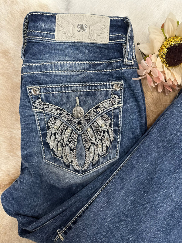 Miss Me Signature Sparkle Mid-Rise Bootcut Jeans