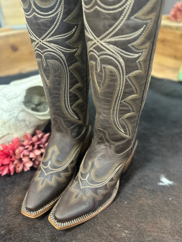 Knee-High Brown Crackle Cowgirl Boots – Tanner Mark