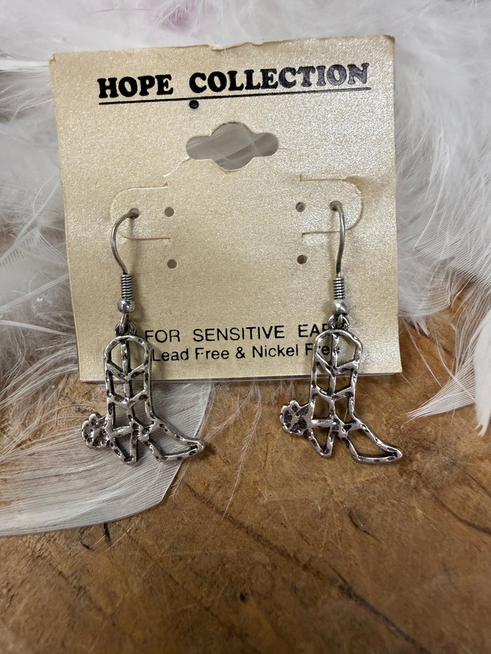 Western Boot Outline Drop Earrings